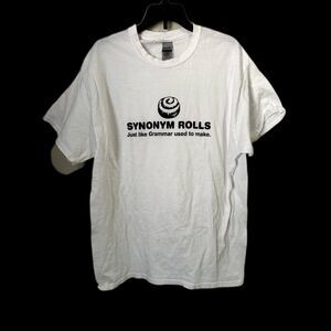 Grammar T-shirt - size large "Synonym Rolls"
